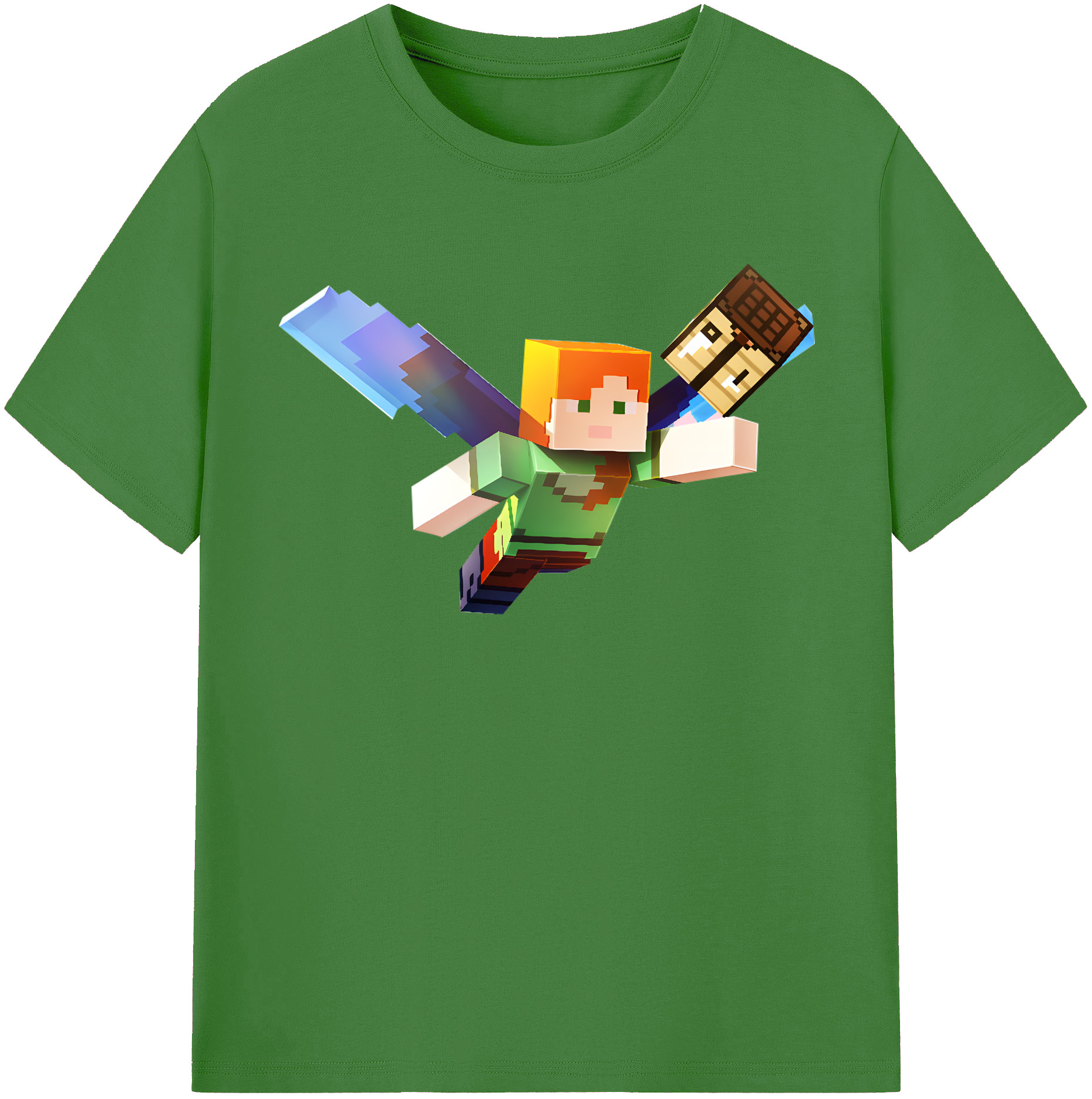 （画像用） マインクラフト ブロックの世界 Minecraft MC Block world レディースカジュアルプリントTシャツ（綿100％）